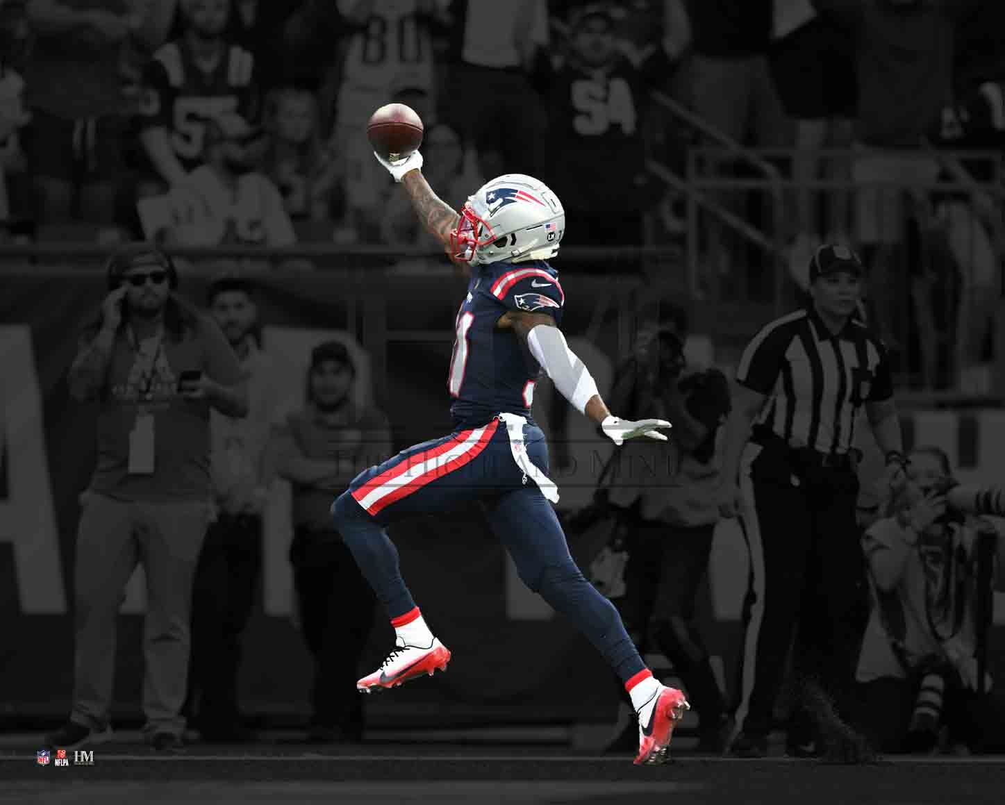 Jonathan Jones New England Patriots Blackout Football Photo - Dynasty Sports & Framing 