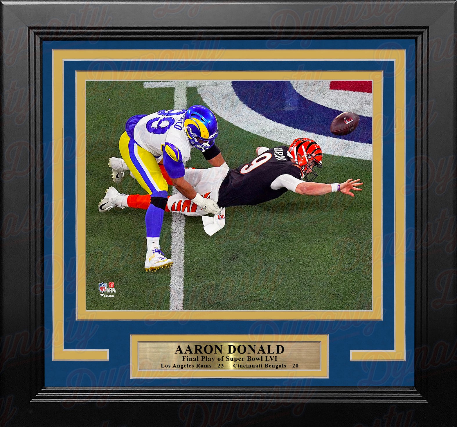 Aaron Donald Super Bowl LVI Final Play Los Angeles Rams 8" x 10" Framed Football Photo - Dynasty Sports & Framing 