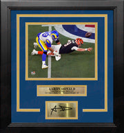 Aaron Donald Super Bowl LVI Final Play Los Angeles Rams 8x10 Framed Photo with Engraved Autograph - Dynasty Sports & Framing 