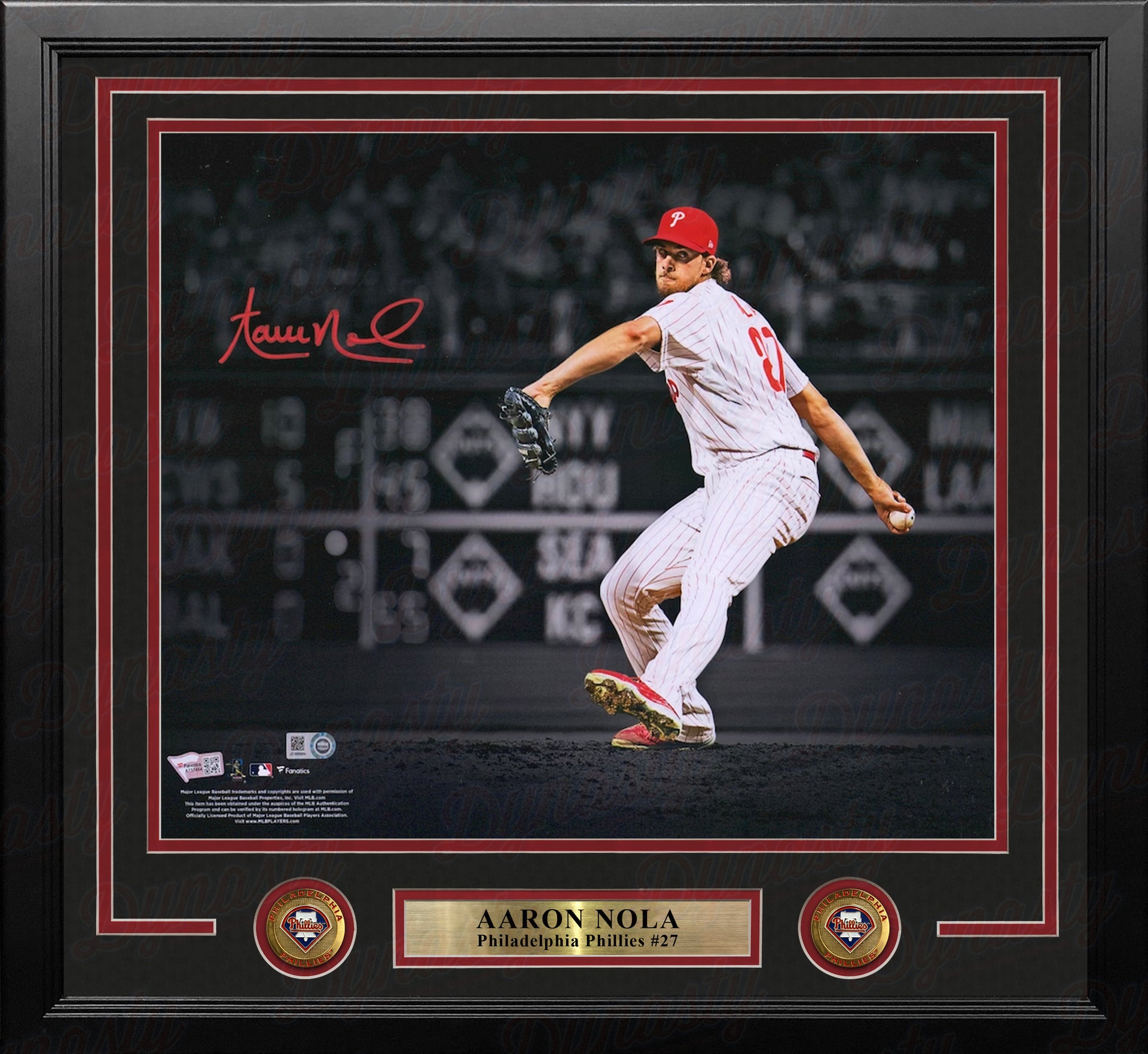 Aaron Nola Philadelphia Phillies Autographed 11" x 14" Framed Blackout Baseball Photo - Dynasty Sports & Framing 