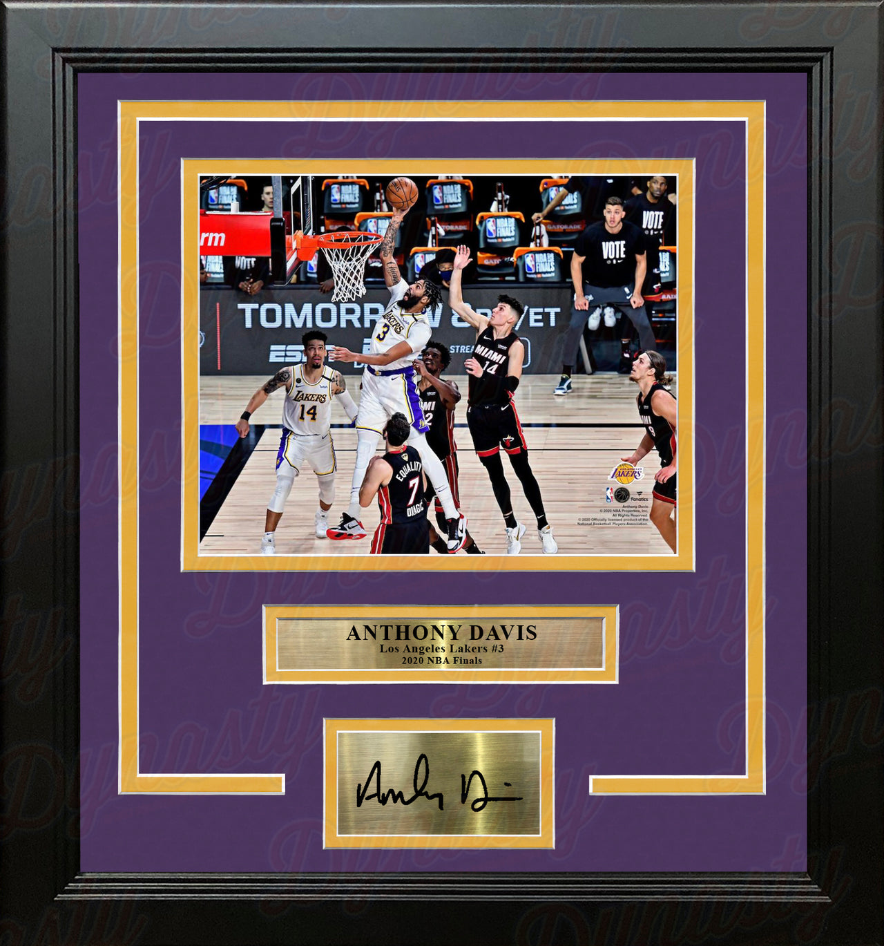 Anthony Davis 2020 NBA Finals Slam Dunk Los Angeles Lakers 8x10 Framed Photo with Engraved Autograph - Dynasty Sports & Framing 