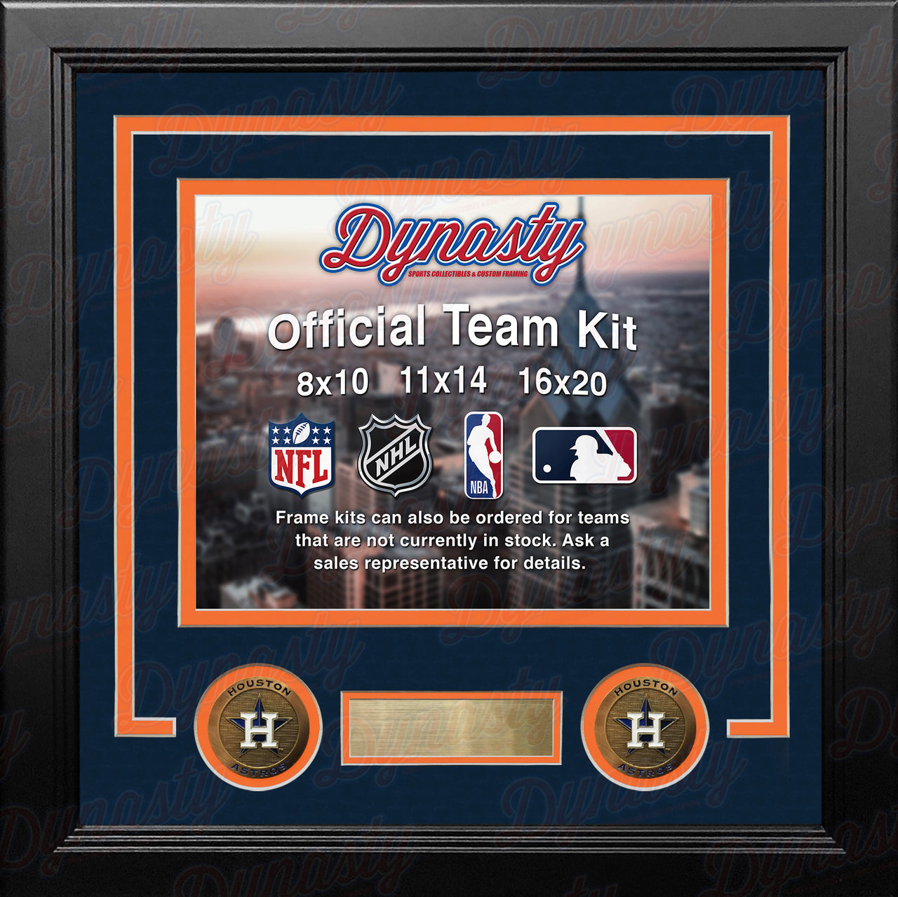 MLB Baseball Photo Picture Frame Kit - Houston Astros (Navy Matting, Orange Trim) - Dynasty Sports & Framing