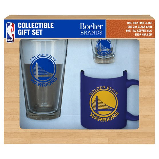 Golden State Warriors 3-Piece Glassware Gift Set - Dynasty Sports & Framing