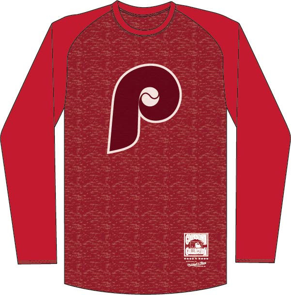 Philadelphia Phillies Mitchell & Ness Raglan Logo Long Sleeve Shirt - Dynasty Sports & Framing 