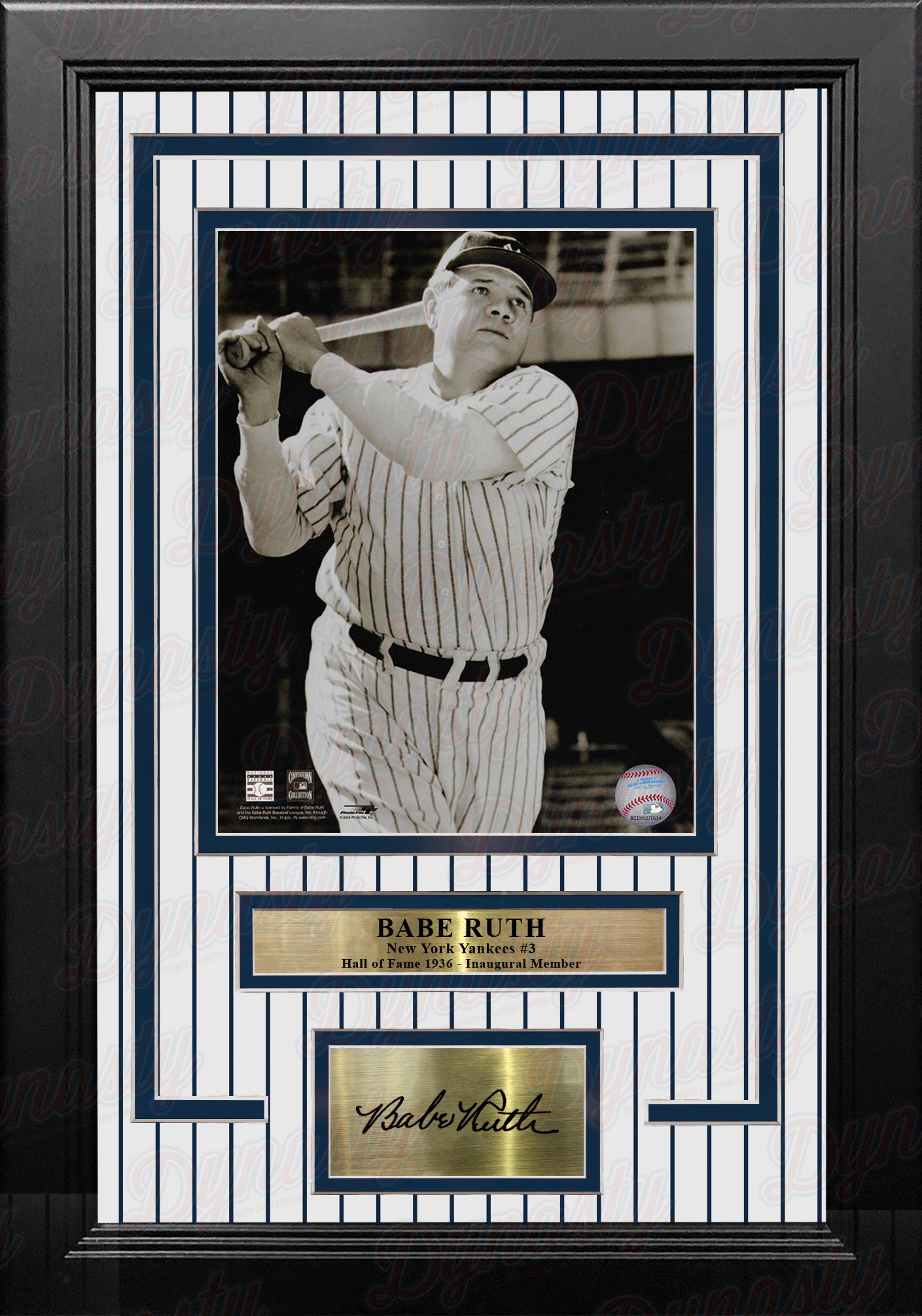 Babe Ruth in Action New York Yankees 8" x 10" Framed Baseball Photo with Engraved Autograph - Dynasty Sports & Framing 