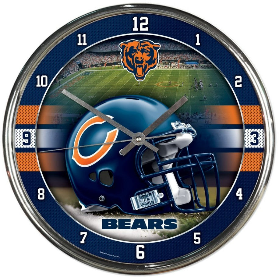 Chicago Bears Round Chrome Clock - Dynasty Sports & Framing 