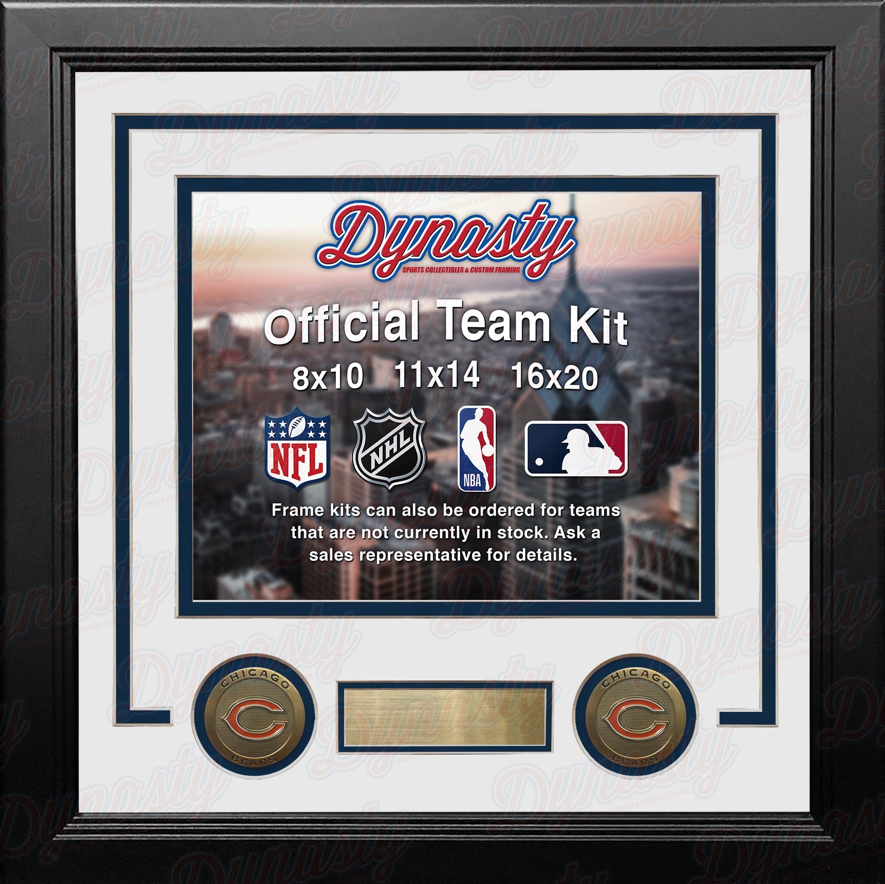 Chicago Bears Custom NFL Football 11x14 Picture Frame Kit (Multiple Colors) - Dynasty Sports & Framing 