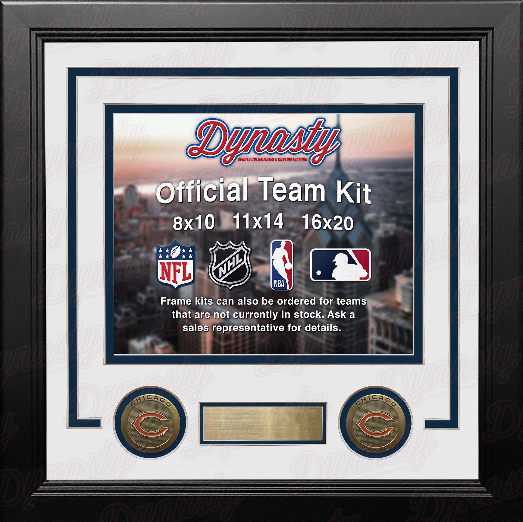 Chicago Bears Custom NFL Football 8x10 Picture Frame Kit (Multiple Colors) - Dynasty Sports & Framing 