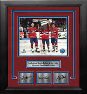 Jean Beliveau, Maurice Richard, & Guy Lafleur Canadiens 8x10 Framed Photo with Engraved Autographs - Dynasty Sports & Framing 