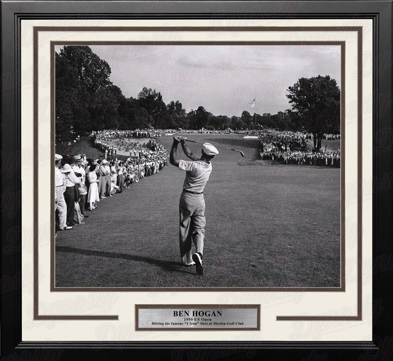 Ben Hogan 1-Iron Shot at the 1950 US Open at Merion Framed Golf Photo - Dynasty Sports & Framing