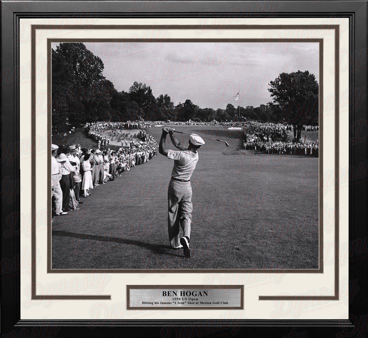 Ben Hogan 1-Iron Shot at the 1950 US Open at Merion Framed Golf Photo - Dynasty Sports & Framing 