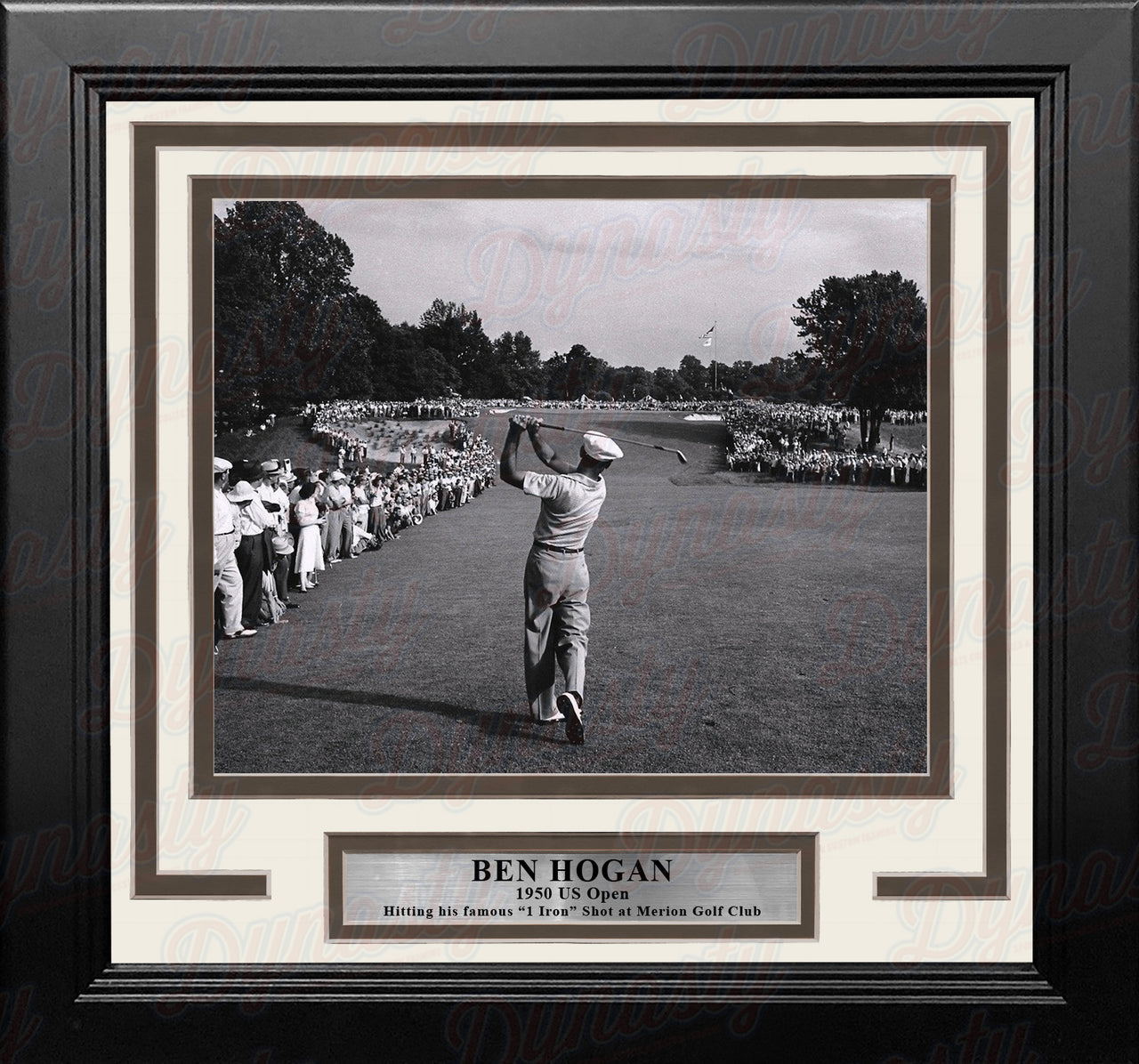Ben Hogan 1-Iron Shot at the 1950 US Open at Merion Framed Golf Photo - Dynasty Sports & Framing