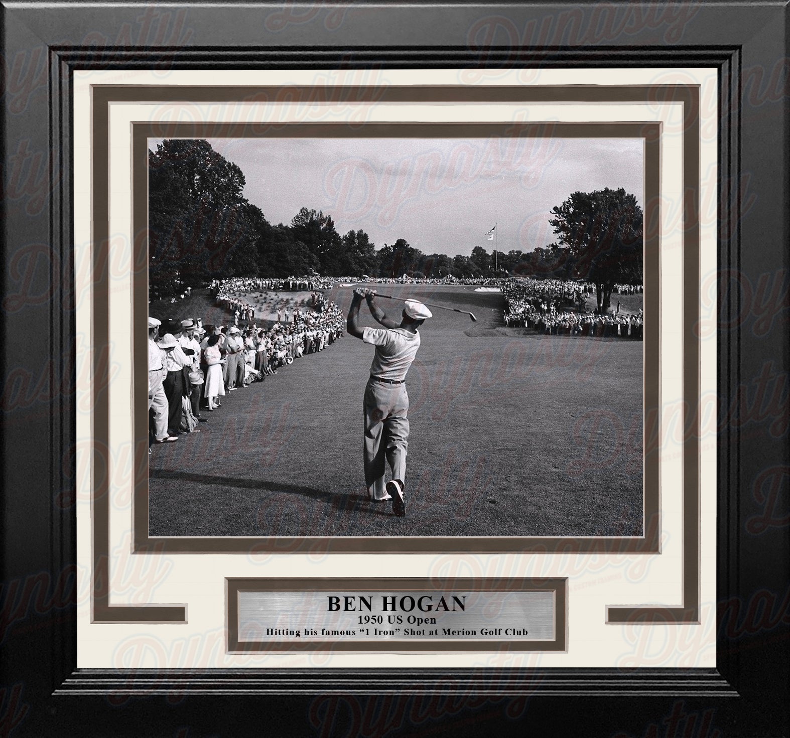Ben Hogan 1-Iron Shot at the 1950 US Open at Merion Framed Golf Photo - Dynasty Sports & Framing 