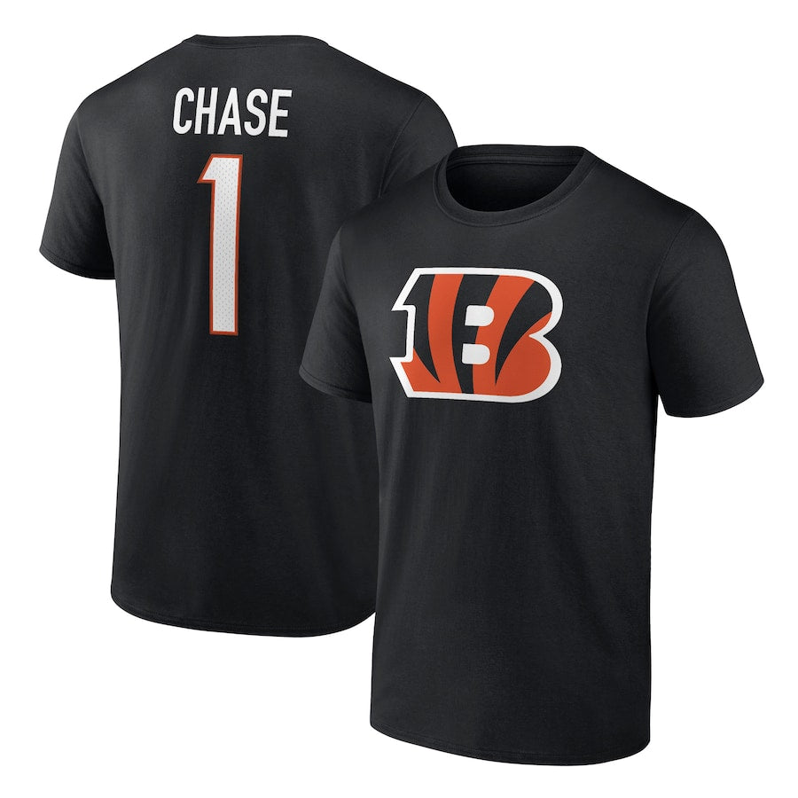 Ja'Marr Chase Cincinnati Bengals Player Icon Black T-Shirt - Dynasty Sports & Framing 