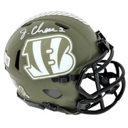 Ja'Marr Chase Cincinnati Bengals Autographed Salute to Service Speed Mini Helmet - Dynasty Sports & Framing 