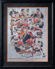 Bernie Parent Autographed 50th Anniversary Alumni Heritage Nights Philadelphia Flyers Framed Poster - Dynasty Sports & Framing 