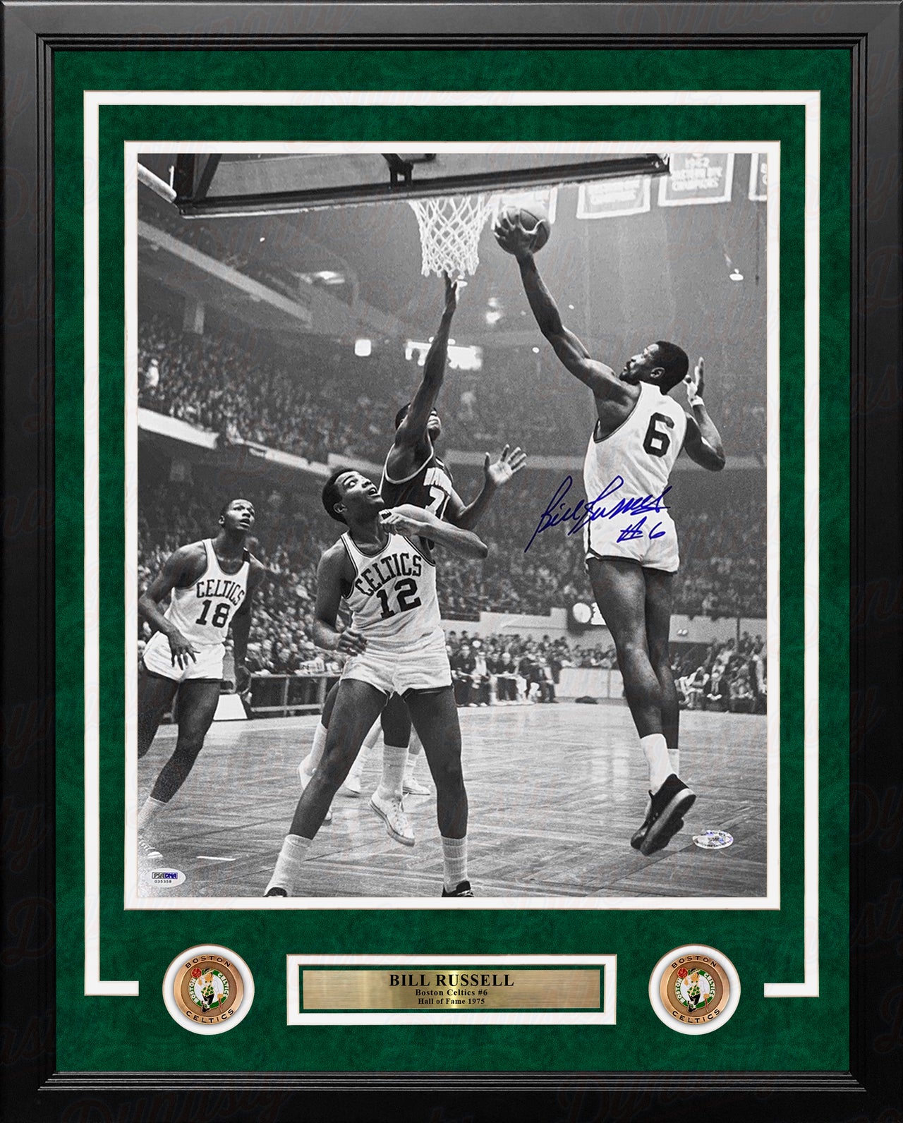 Bill Russell Making a Layup Boston Celtics Autographed 16" x 20" Framed Basketball Photo - Dynasty Sports & Framing 