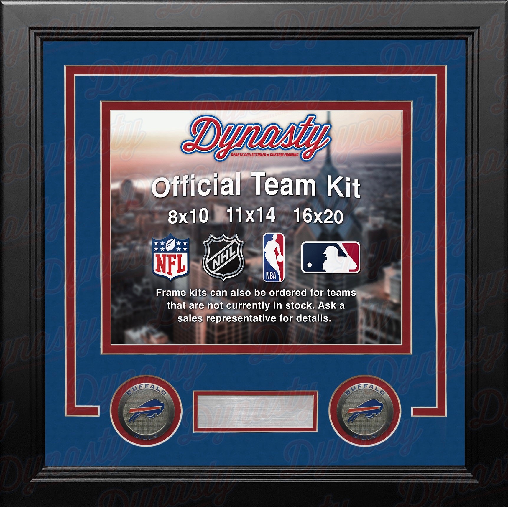 Buffalo Bills Custom NFL Football 16x20 Picture Frame Kit (Multiple Colors) - Dynasty Sports & Framing 