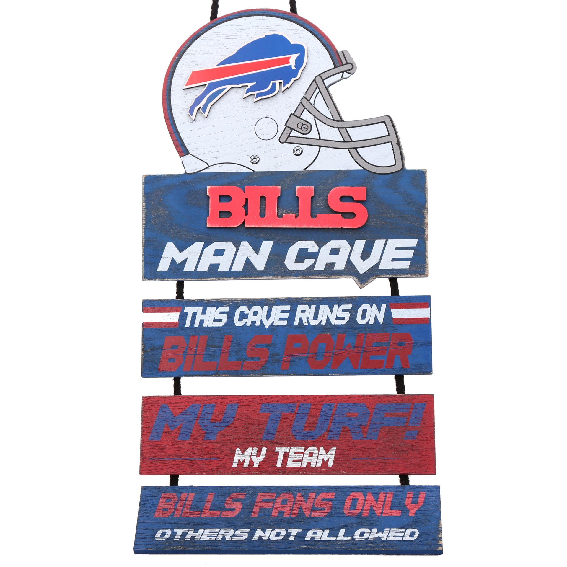 Buffalo Bills NFL Football Wooden Helmet Man Cave Dangle Sign - Dynasty Sports & Framing 