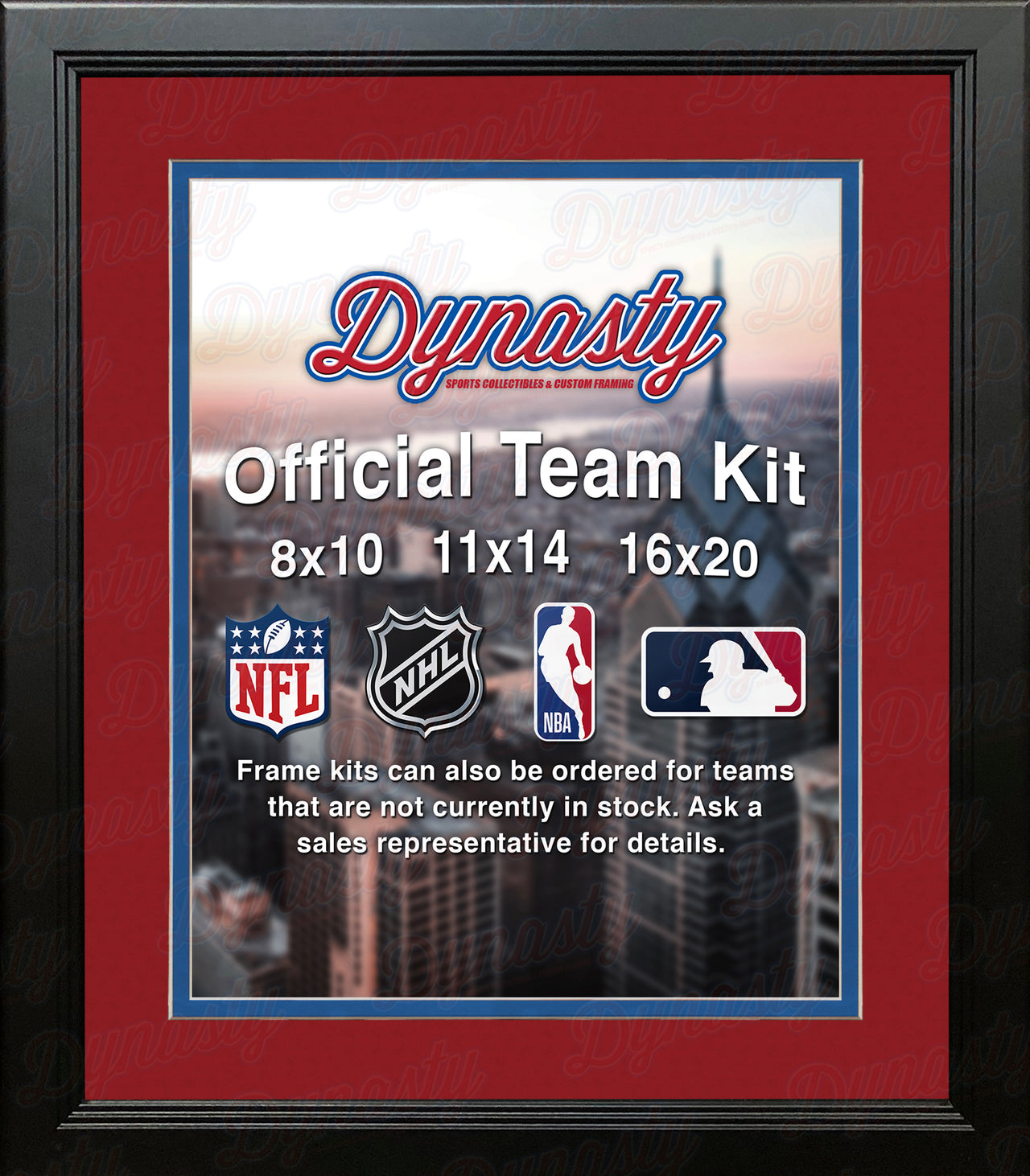 NBA Basketball Photo Picture Frame Kit - Detroit Pistons (Red Matting, Blue Trim) - Dynasty Sports & Framing 