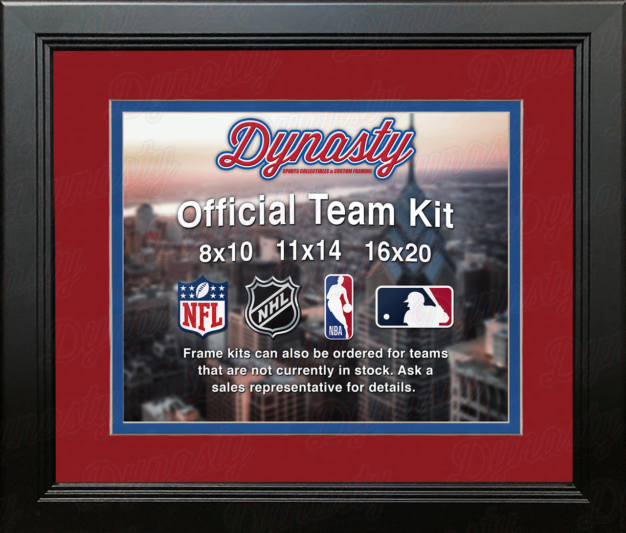 NBA Basketball Photo Picture Frame Kit - Los Angeles Clippers (Red Matting, Blue Trim) - Dynasty Sports & Framing 