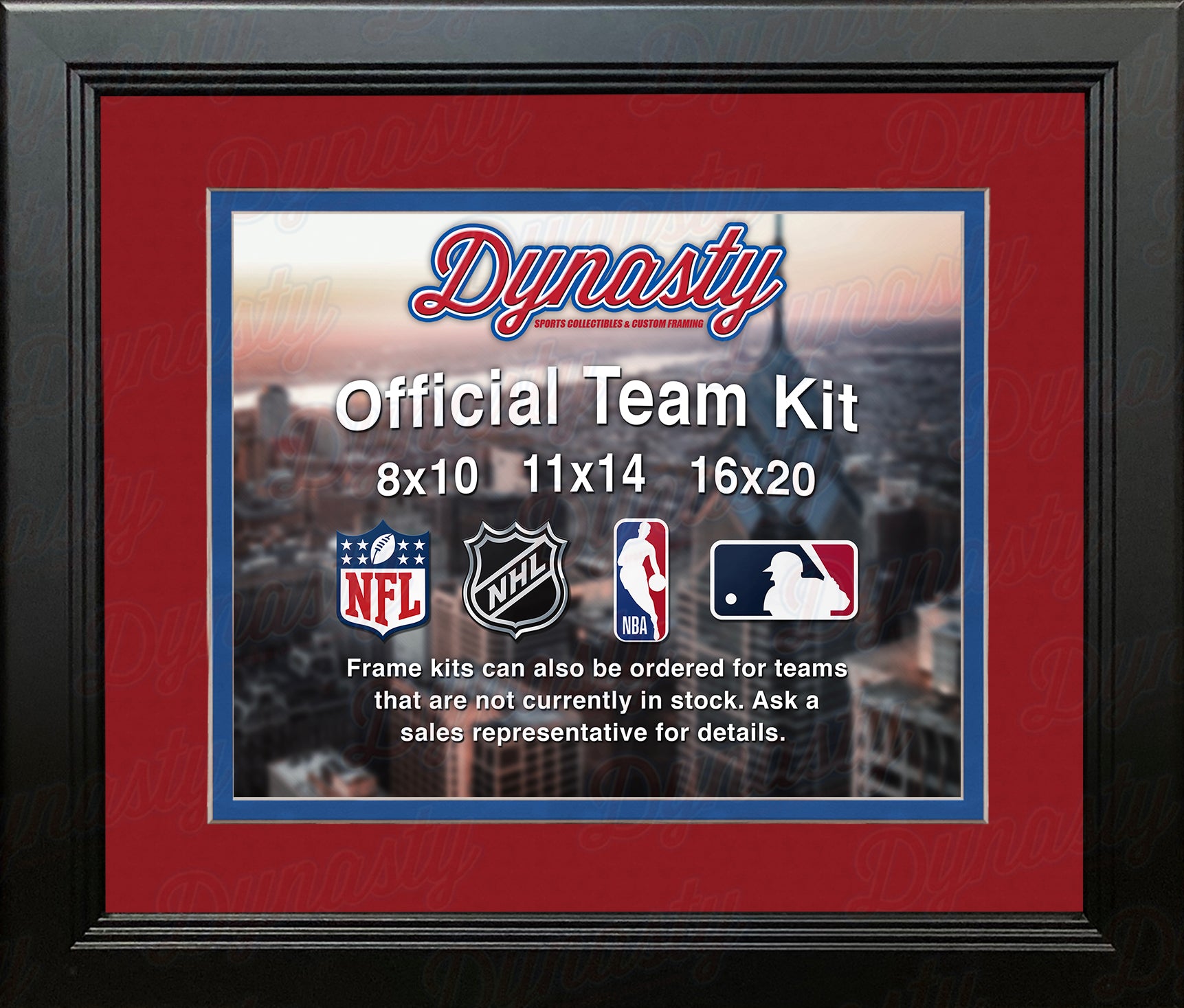 NBA Basketball Photo Picture Frame Kit - Detroit Pistons (Red Matting, Blue Trim) - Dynasty Sports & Framing 