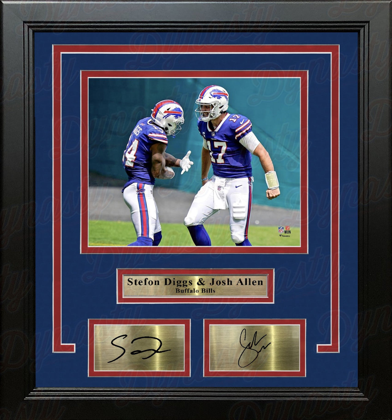 Stefon Diggs & Josh Allen Buffalo Bills 8" x 10" Framed Football Photo with Engraved Autographs - Dynasty Sports & Framing