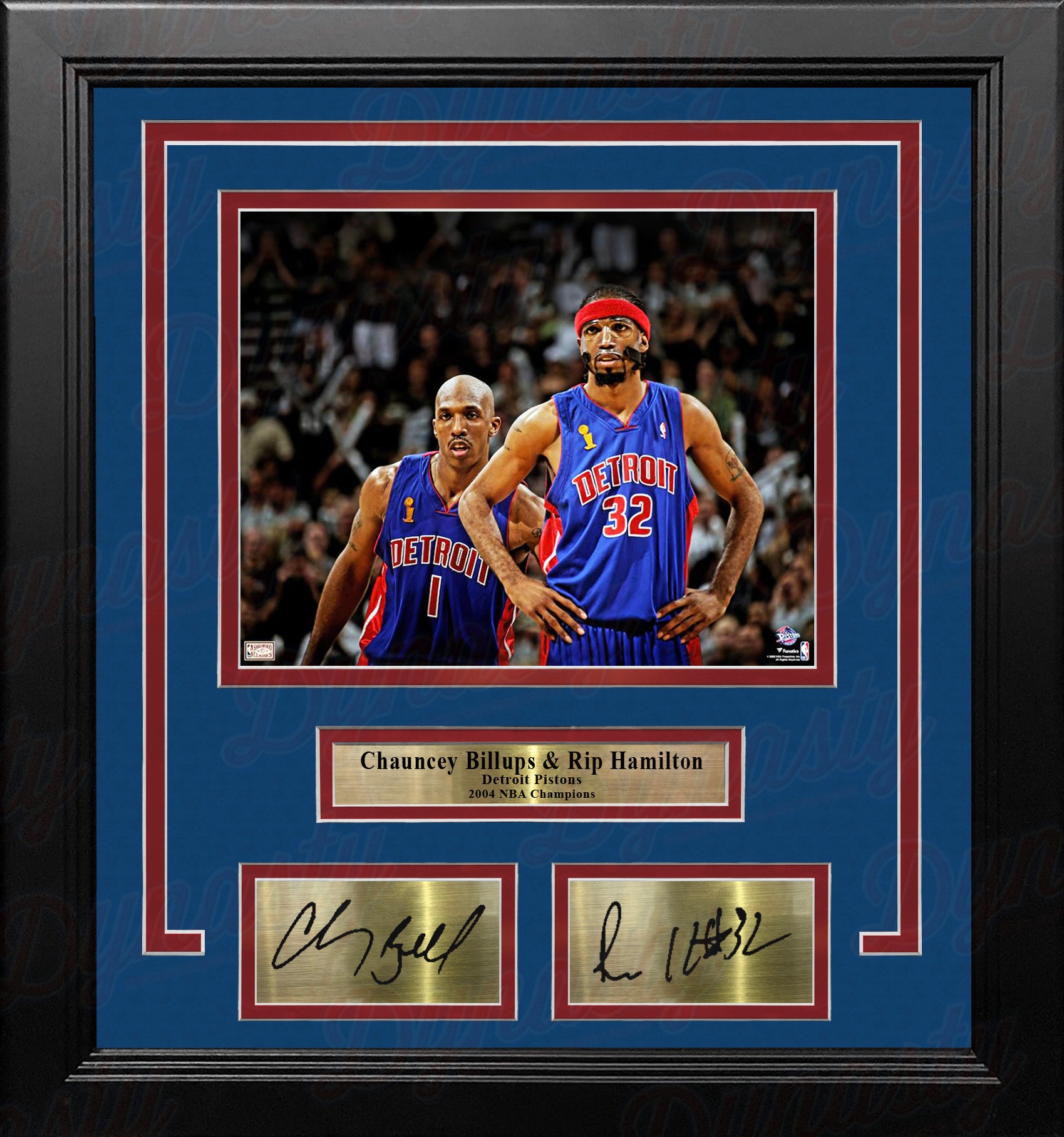 Chauncey Billups & Richard Hamilton Detroit Pistons 8x10 Framed Photo with Engraved Autographs - Dynasty Sports & Framing 