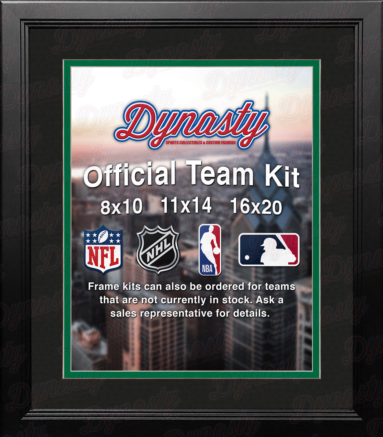 NHL Hockey Photo Picture Frame Kit - Dallas Stars (Black Matting, Green Trim) - Dynasty Sports & Framing