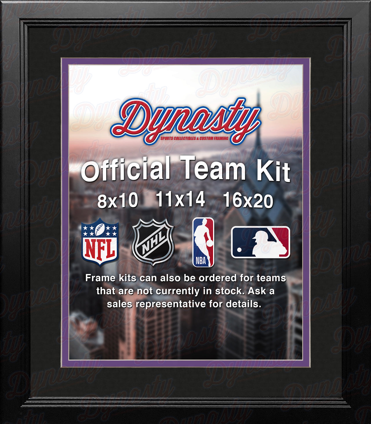 NHL Hockey Photo Picture Frame Kit - Los Angeles Kings (Black Matting, Purple Trim) - Dynasty Sports & Framing 