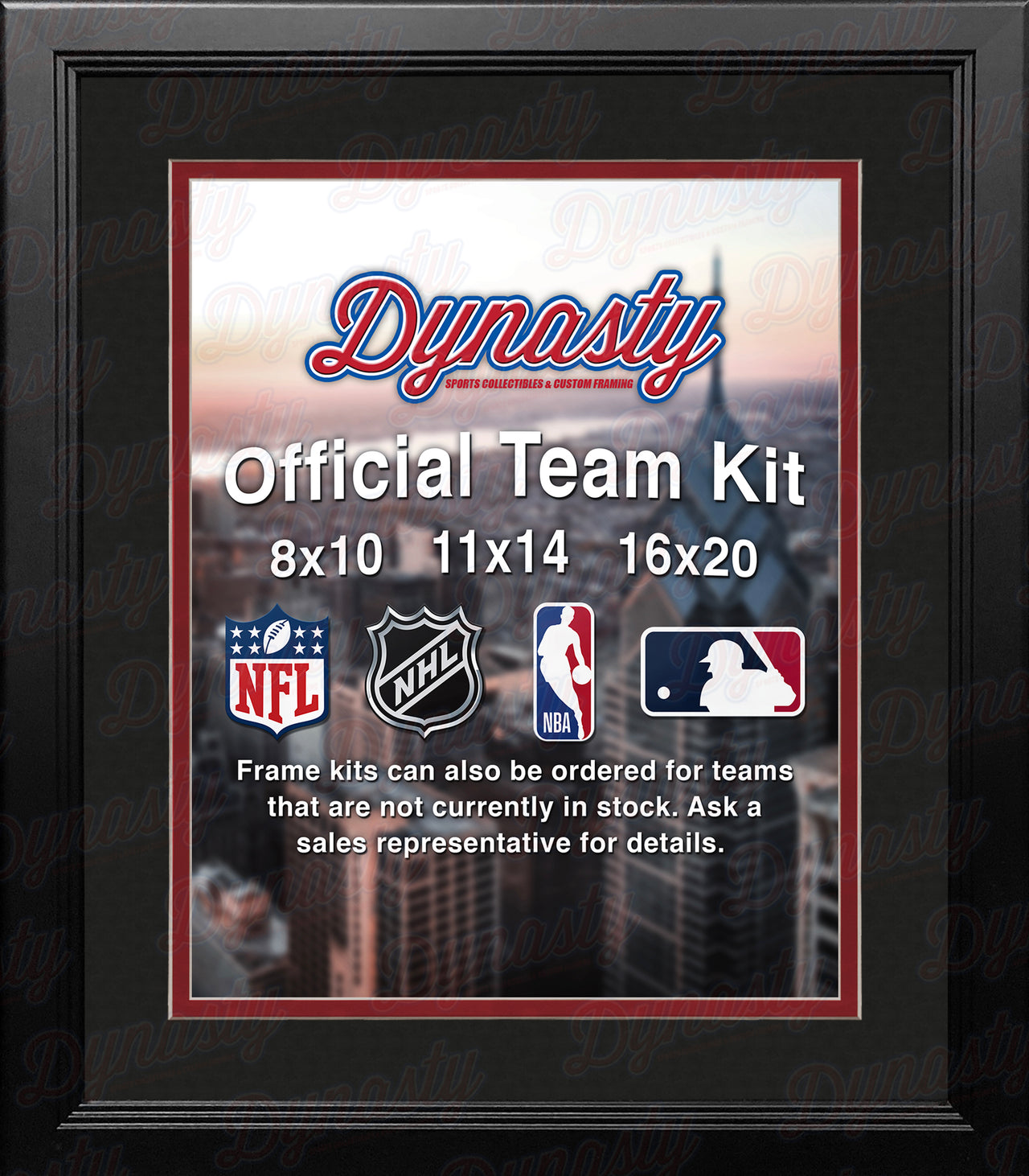 NHL Hockey Photo Picture Frame Kit - Chicago Blackhawks (Black Matting, Red Trim) - Dynasty Sports & Framing 