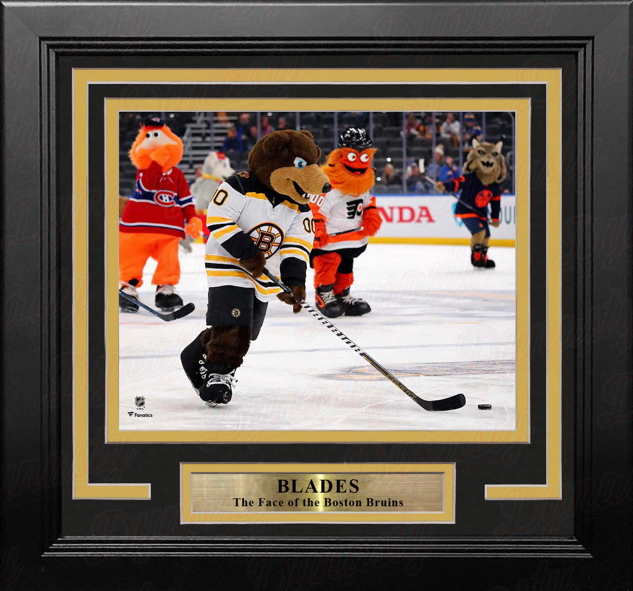 Blades Skating on the Ice Boston Bruins 8" x 10" Framed Mascot Photo - Dynasty Sports & Framing 