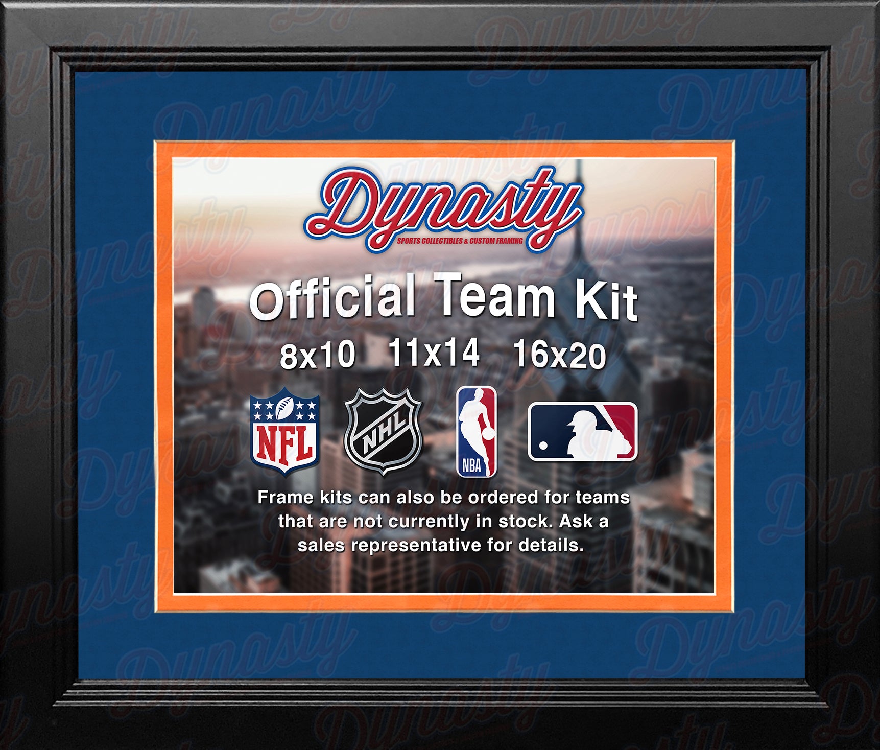 NHL Hockey Photo Picture Frame Kit - Edmonton Oilers (Blue Matting, Orange Trim) - Dynasty Sports & Framing 