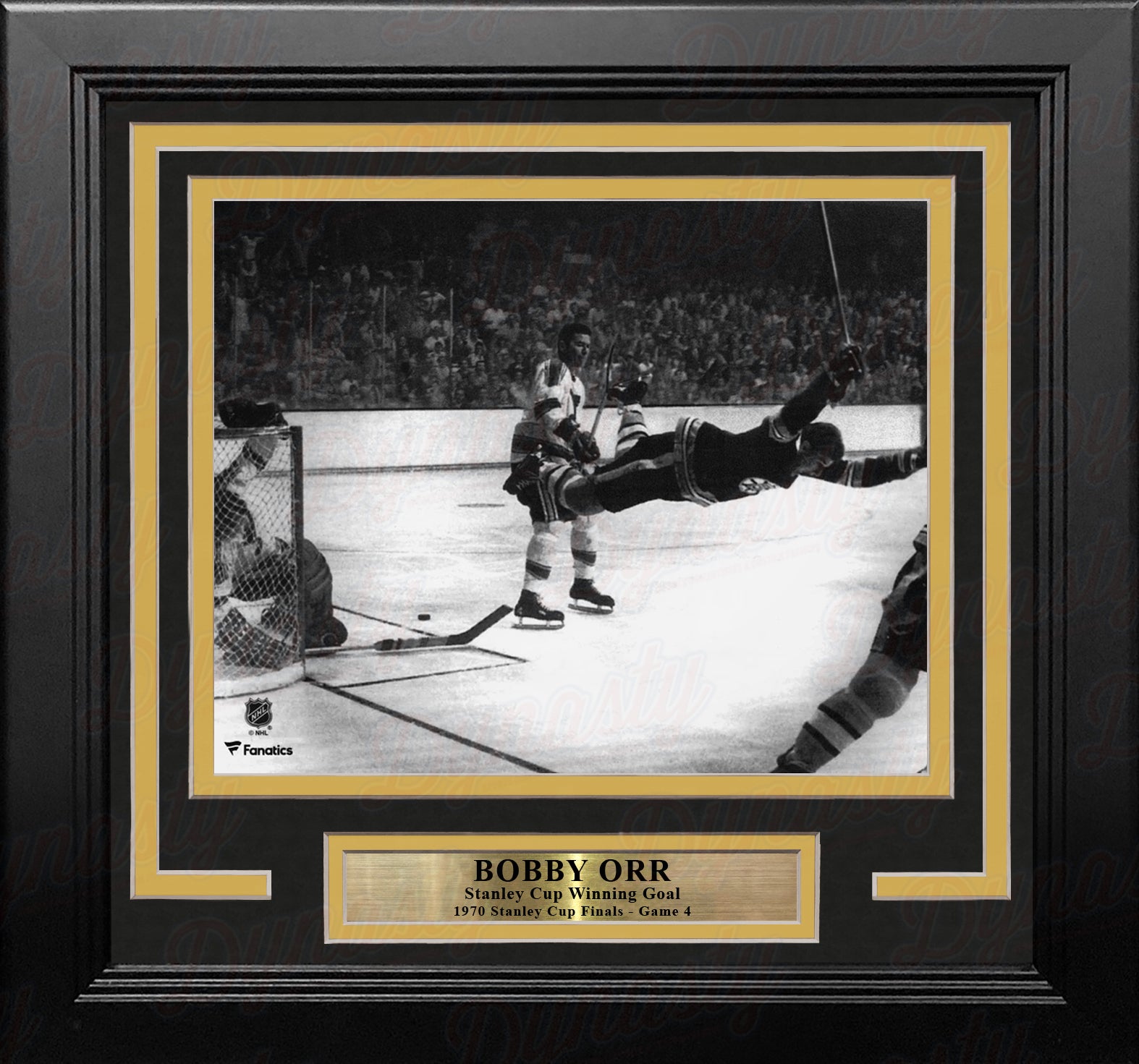 Bobby Orr Boston Bruins 1970 Stanley Cup Game-Winning Goal 8" x 10" Framed Hockey Photo - Dynasty Sports & Framing 