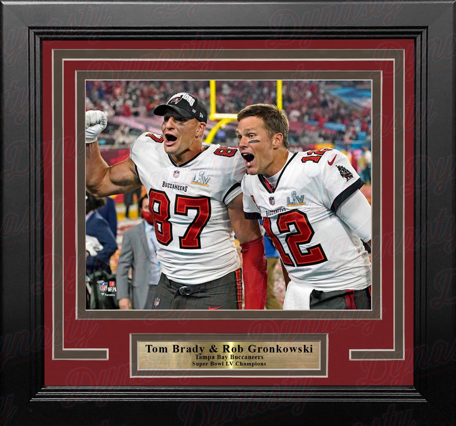 Tom Brady & Rob Gronkowski Super Bowl LV Champions Tampa Bay Buccaneers 8x10 Framed Football Photo - Dynasty Sports & Framing 