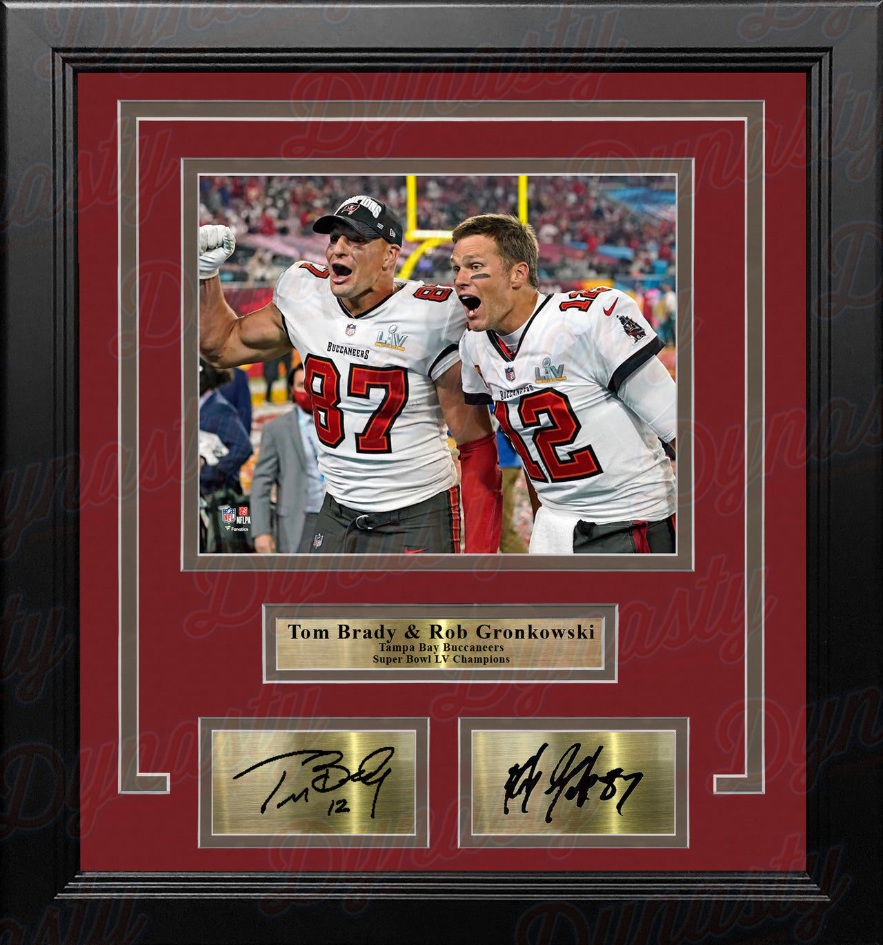 Tom Brady & Rob Gronkowski Super Bowl LV Tampa Bay Buccaneers 8x10 Framed Photo Engraved Autographs - Dynasty Sports & Framing 