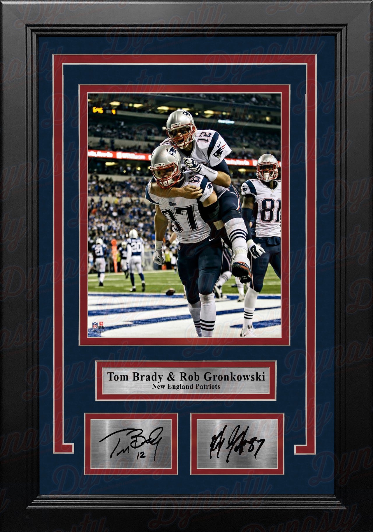 Tom Brady & Rob Gronkowski New England Patriots 8x10 Framed Football Photo with Engraved Autographs - Dynasty Sports & Framing 