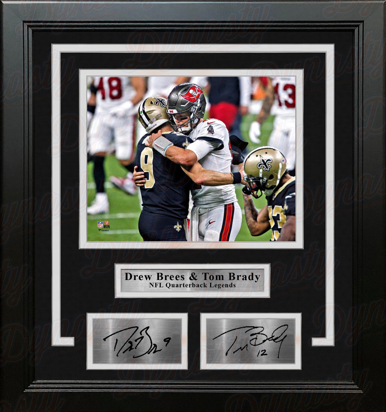 Drew Brees and Tom Brady 8" x 10" Framed Quarterback Legends Football Photo with Engraved Autographs - Dynasty Sports & Framing 