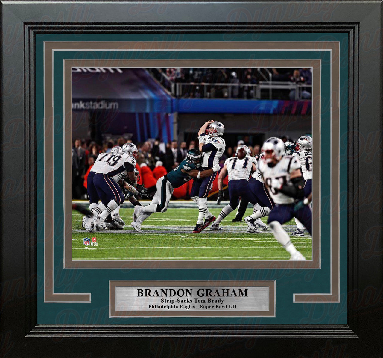 Brandon Graham Sacks Tom Brady Super Bowl LII Philadelphia Eagles Framed Football Photo - Dynasty Sports & Framing