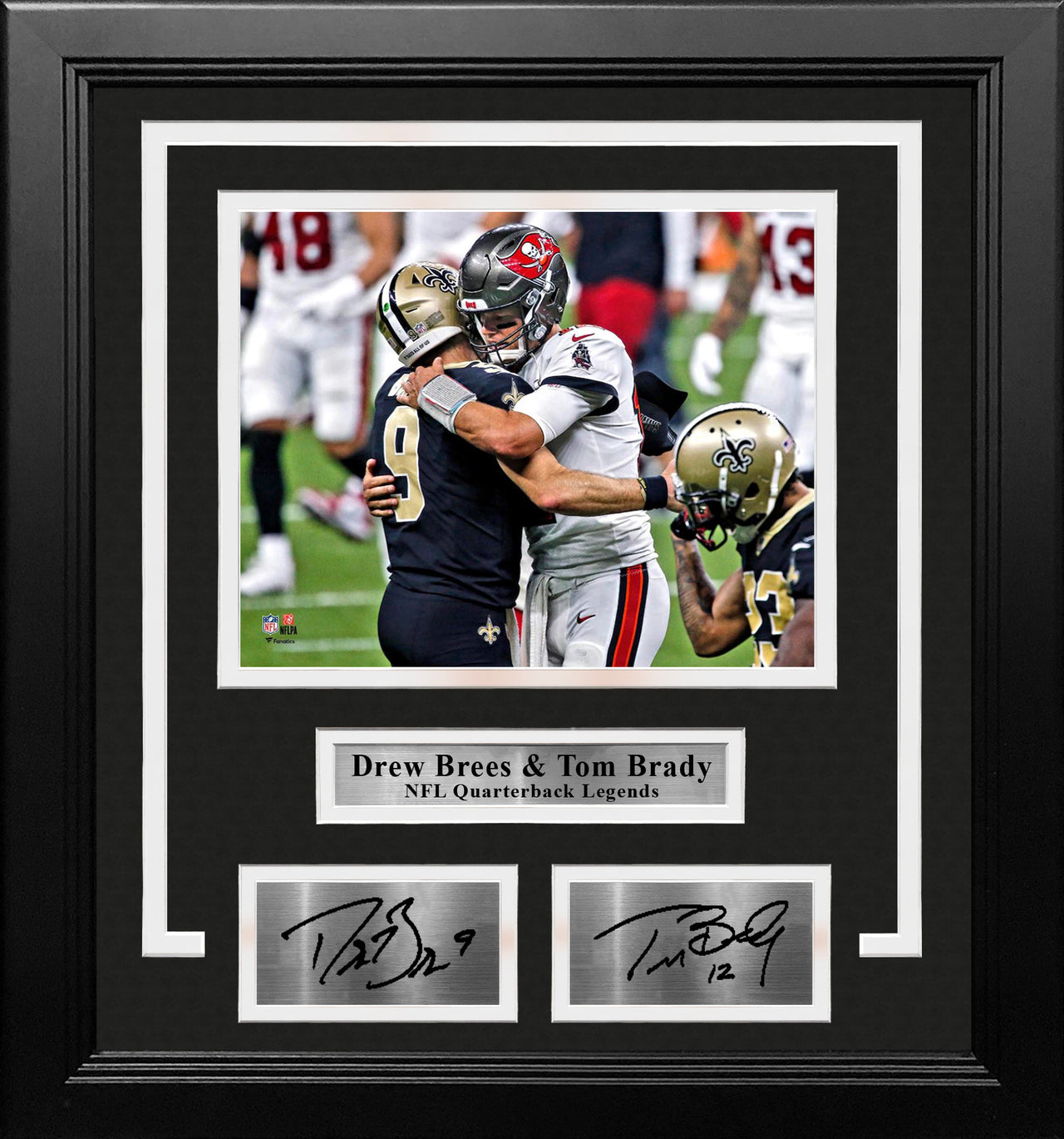 Drew Brees and Tom Brady 8" x 10" Framed Quarterback Legends Football Photo with Engraved Autographs - Dynasty Sports & Framing 