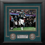 Brent Celek Super Bowl Entrance Philadelphia Eagles Autographed Framed Football Photo - Dynasty Sports & Framing 