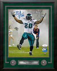 Brian Dawkins Philadelphia Eagles Smoke Entrance Autographed Framed Football Photo - Dynasty Sports & Framing 