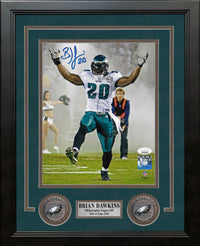 Brian Dawkins Philadelphia Eagles Smoke Entrance Autographed Framed Football Photo - Dynasty Sports & Framing 