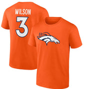 Russell Wilson Denver Broncos Player Icon Orange Name & Number T-Shirt - Dynasty Sports & Framing 