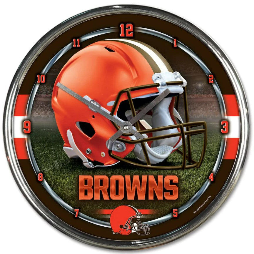 Cleveland Browns Round Chrome Clock - Dynasty Sports & Framing 