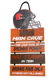 Cleveland Browns Wooden Helmet Man Cave Dangle Sign - Dynasty Sports & Framing 