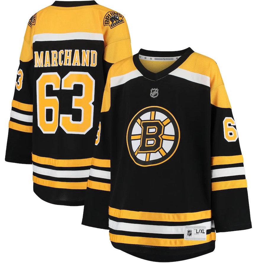 Brad Marchand Boston Bruins Youth Home Replica Player Jersey - Black - Dynasty Sports & Framing 