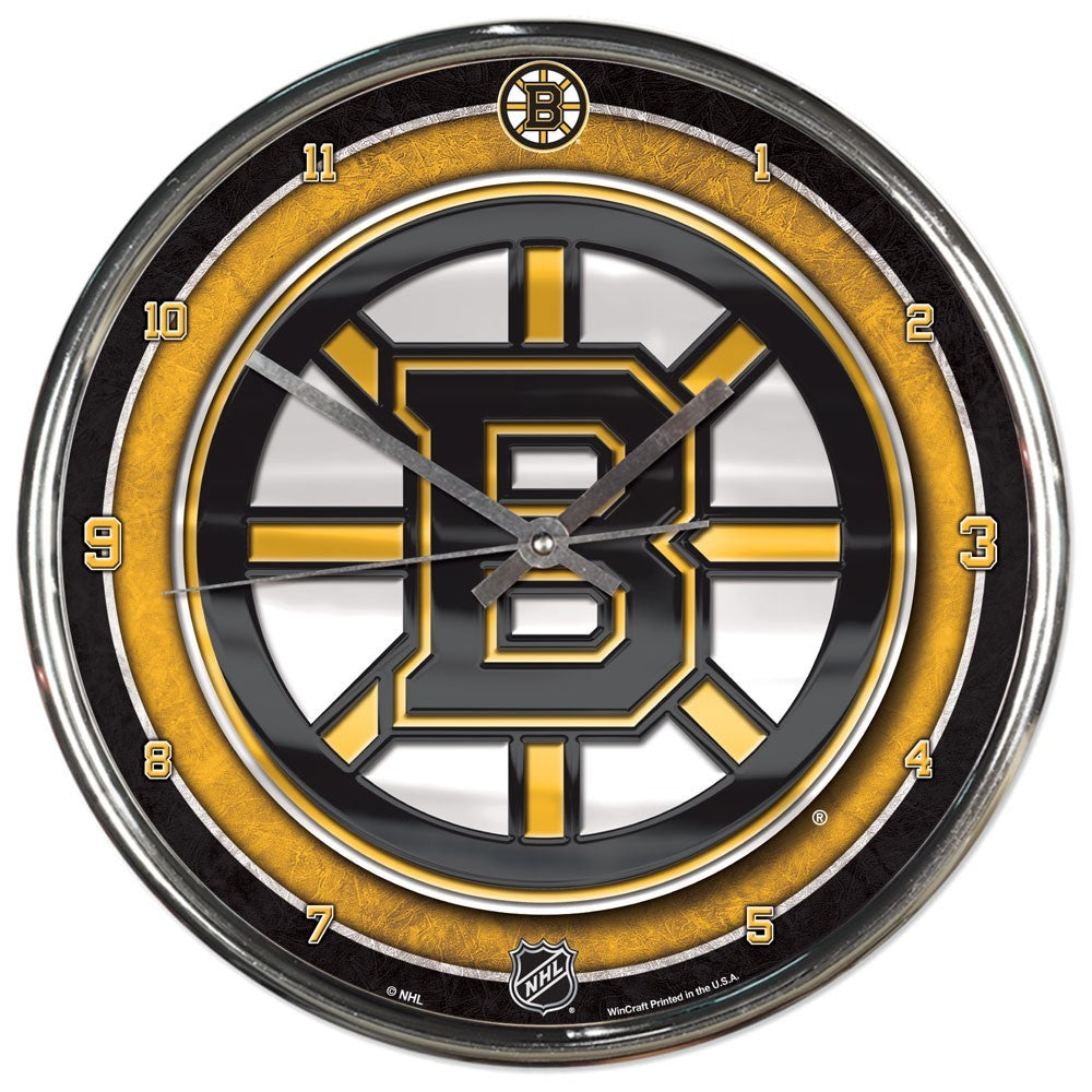 Boston Bruins Round Chrome Clock - Dynasty Sports & Framing 