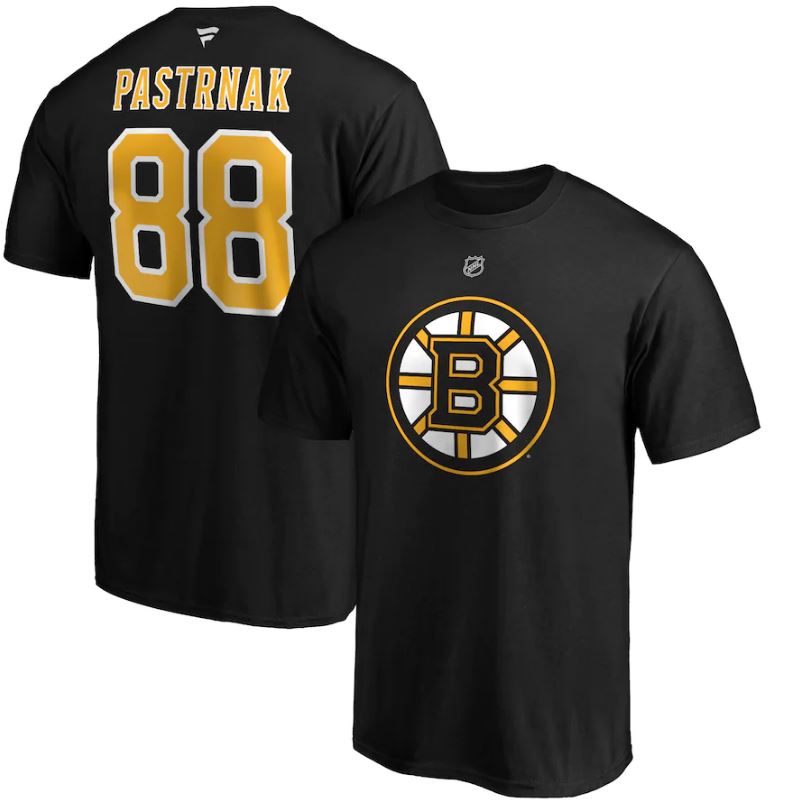 David Pastrnak Boston Bruins Authentic Player Name & Number T-Shirt - Black - Dynasty Sports & Framing 