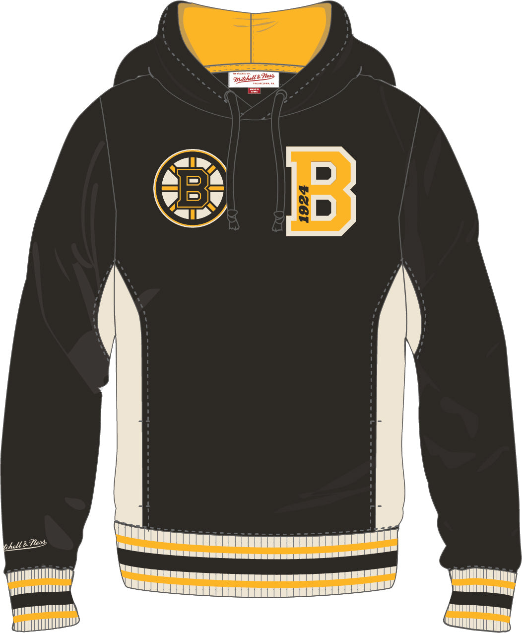 Boston Bruins Mitchell & Ness Team Legacy French Terry Hoodie - Dynasty Sports & Framing 